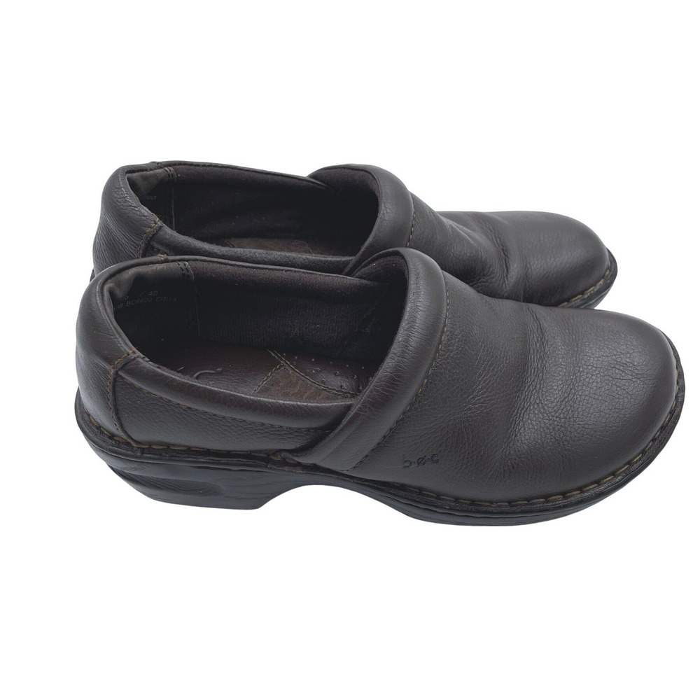 BOC Concept Women's Brown Leather Clogs‎ Slip On Shoes Size 8.5